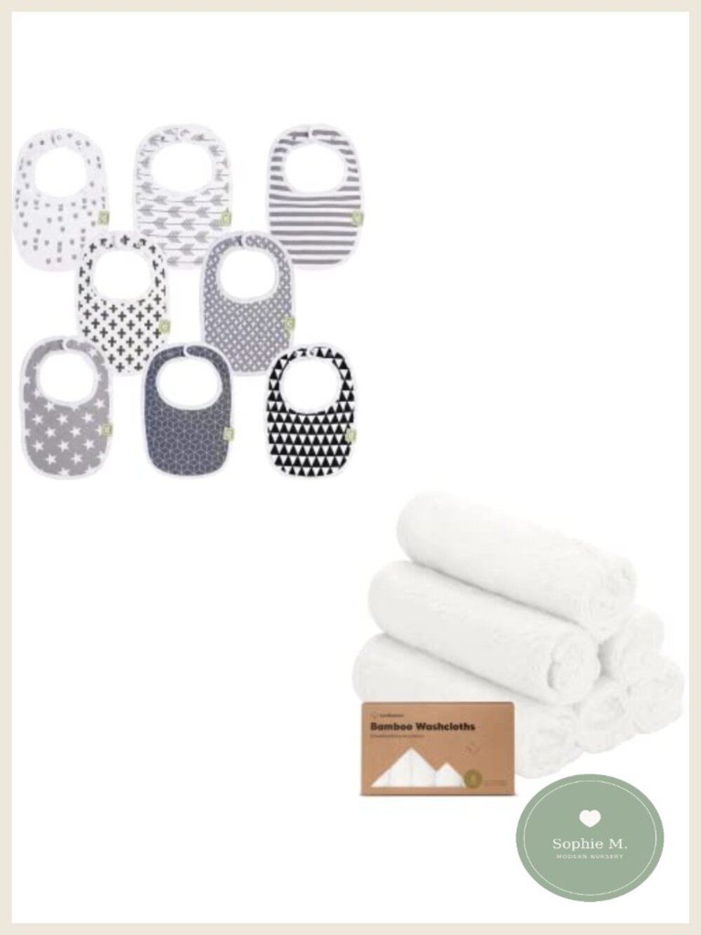 8-Pack Baby Bibs & 6-Pack Washcloths Set Cotton Absorbent Drool Bibs